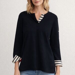 Saint James L'Atelier Women's Navy Blue Wool/Cotton Nautical Pullover Blouse 4